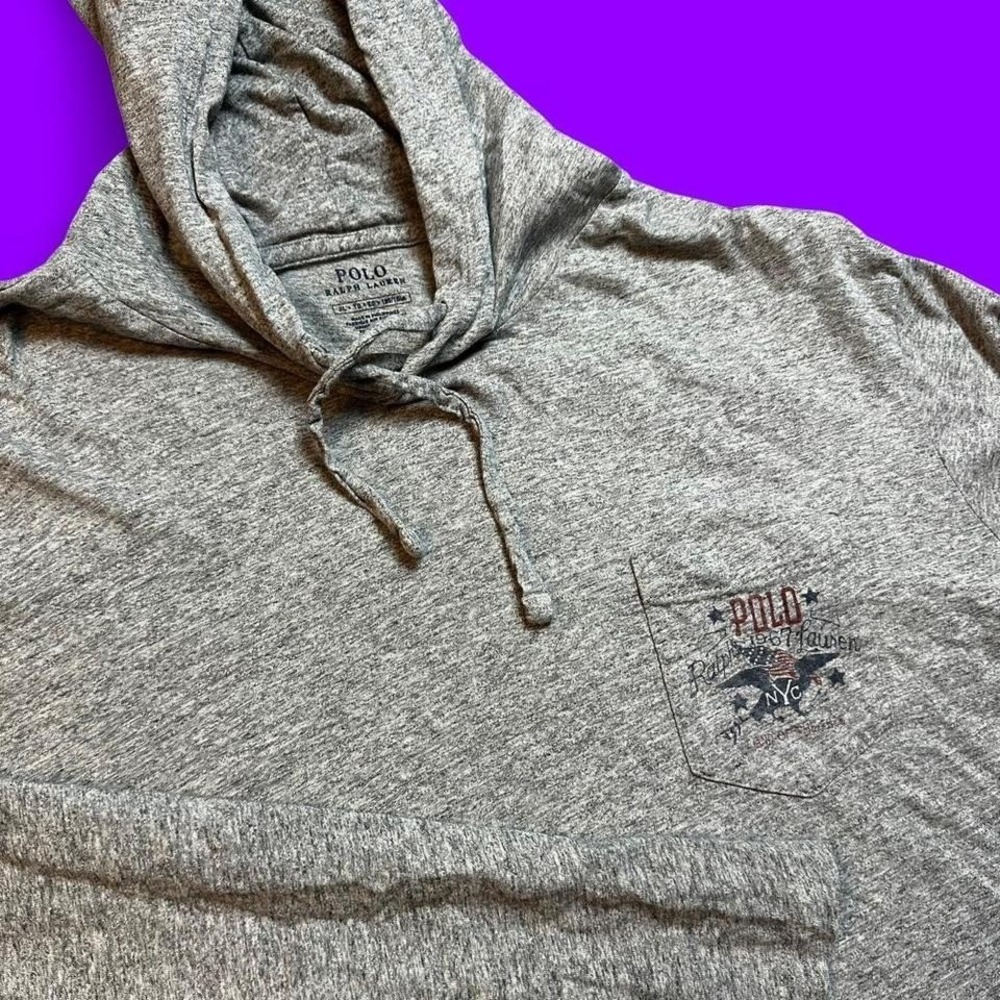 Polo Ralph Lauren Grey‎ 1967 Polo Flag Cotton lightweight USA XL